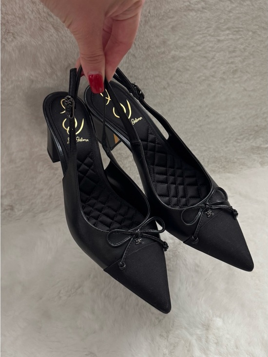 Sam Edelman Shoes - Sam Edelman Black Pointed Toe Slingback Heels with Bow Accent